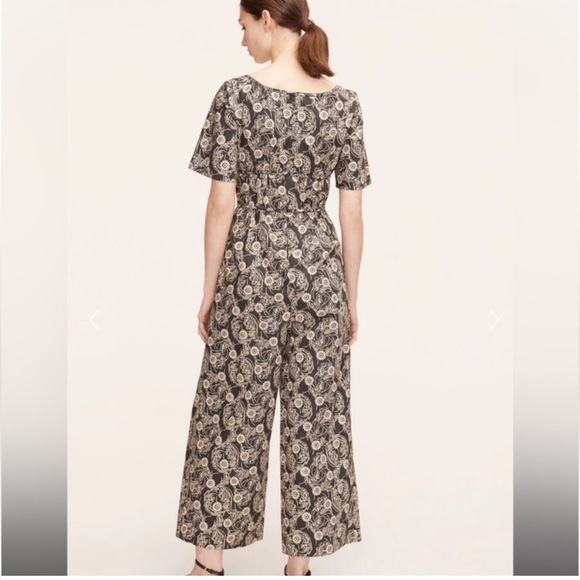 Rebecca Taylor women's Hunter Green/Cream monarch Fleur Poplin Jumpsuit size 10 - Picture 8 of 9